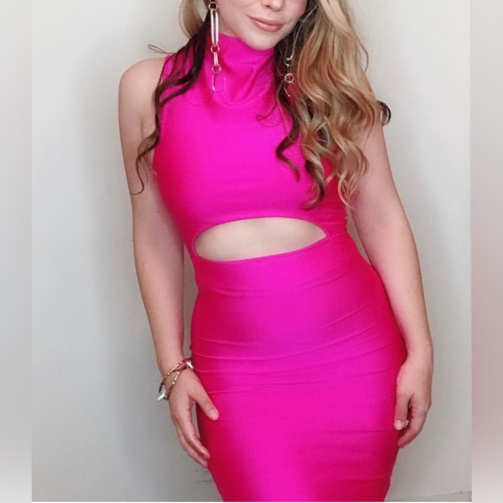 Fashion Nova - Hot Pink Cutout Dress - size S